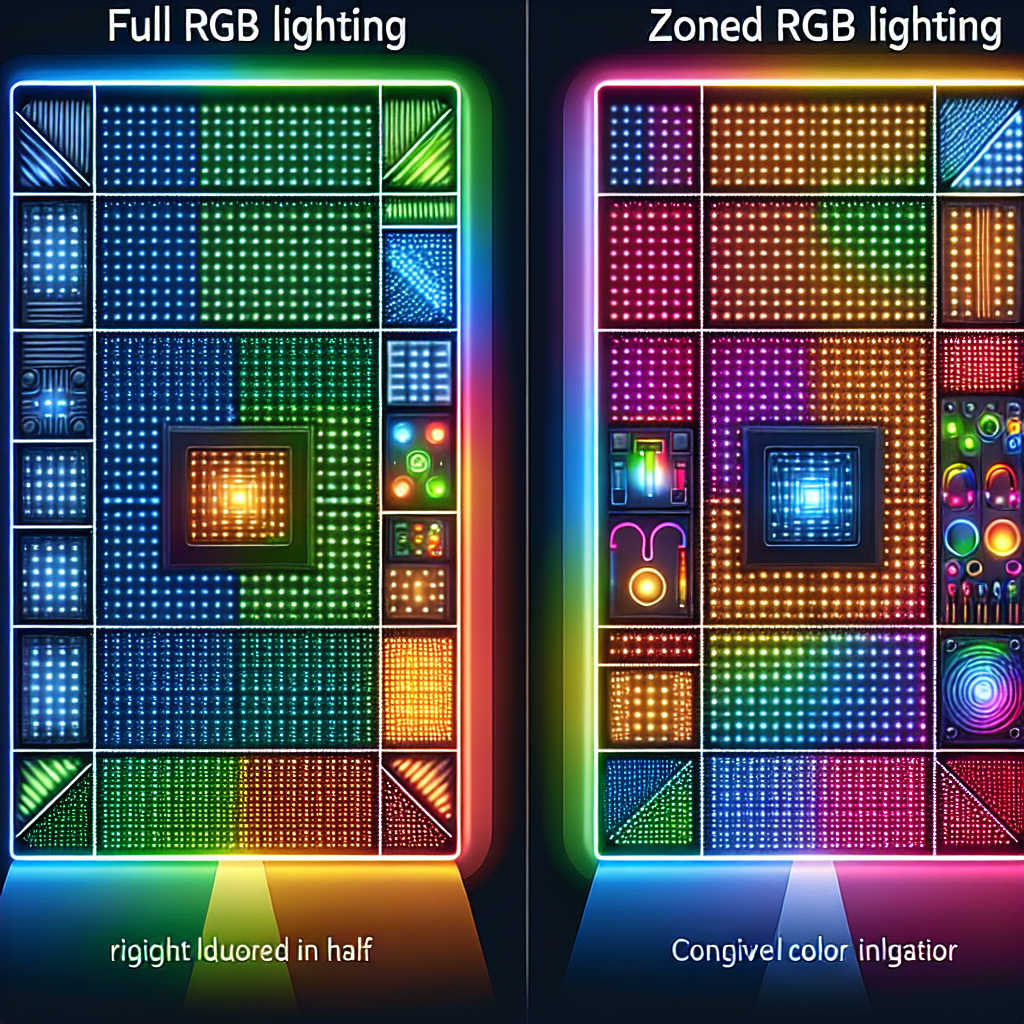 Qual é a diferença entre iluminação RGB completa e iluminação RGB de zona?